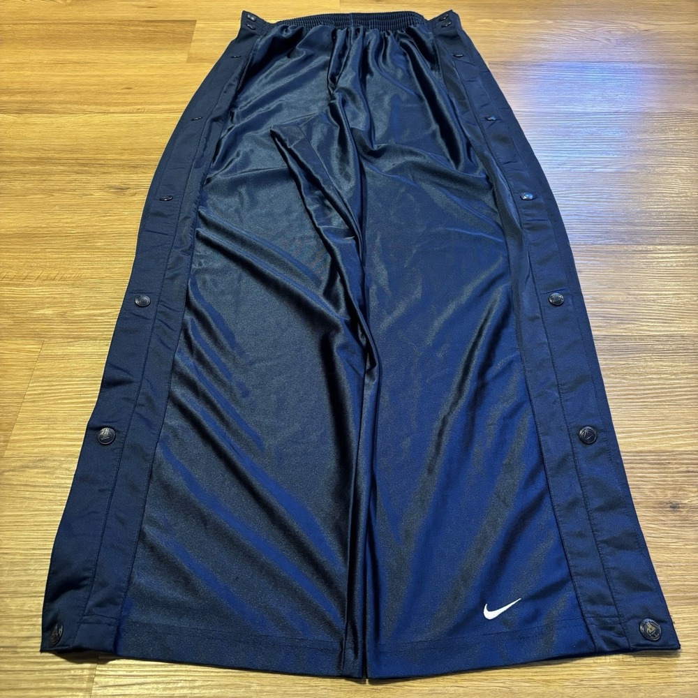 VTG Nike Tear Away Pants Large Blue Dazzle/Shiny Baggy Snap Track Basketball Y2K